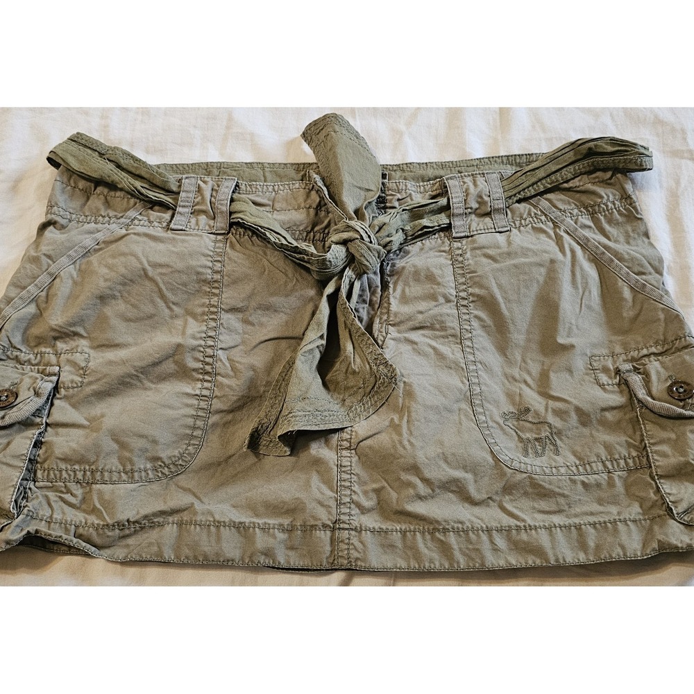 Y2K VTG Abercrombie & Fitch Army Utility Low Rise Cargo Logo Mini Skirt Size 8